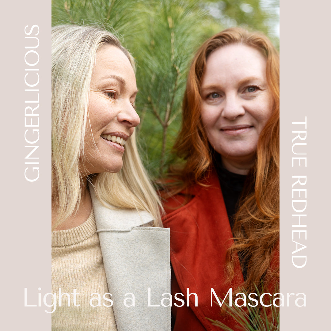 True Redhead mascara and Gingerlicious Mascara on beautiful models. Light as a Lash Mascara from HEY REDHEAD. 