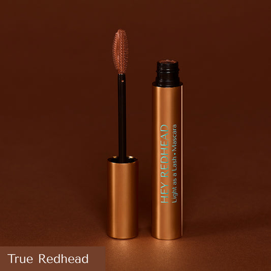 True Redhead Mascara. Read and learn more about HEY REDHEAD® Mascaras on the website and webshop HEY REDHEAD® EU. Order here Today. HEY REDHEAD® mascaras are vegan and produced in Denmark following the highest standard of producing to accomodate all your needs. Mascara for redheads. Ginger mascara. 