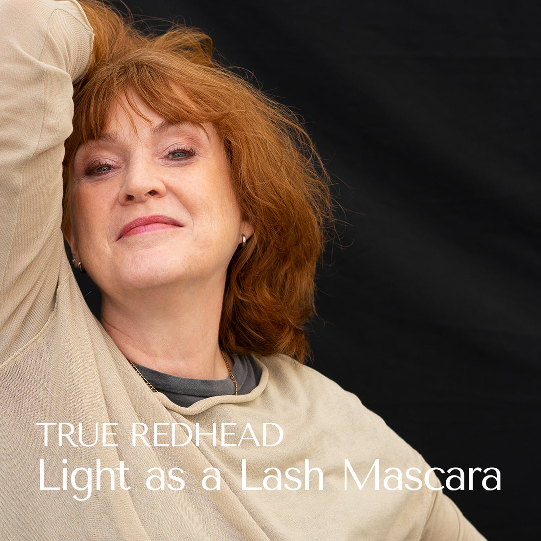 The bestselling authour Jacky collis harvey. A history of the redhead. My life as a redhead. Jacky poses with true redhead mascara from light as la lash mascara from hey redhead. Jacky is from the uk. role model 