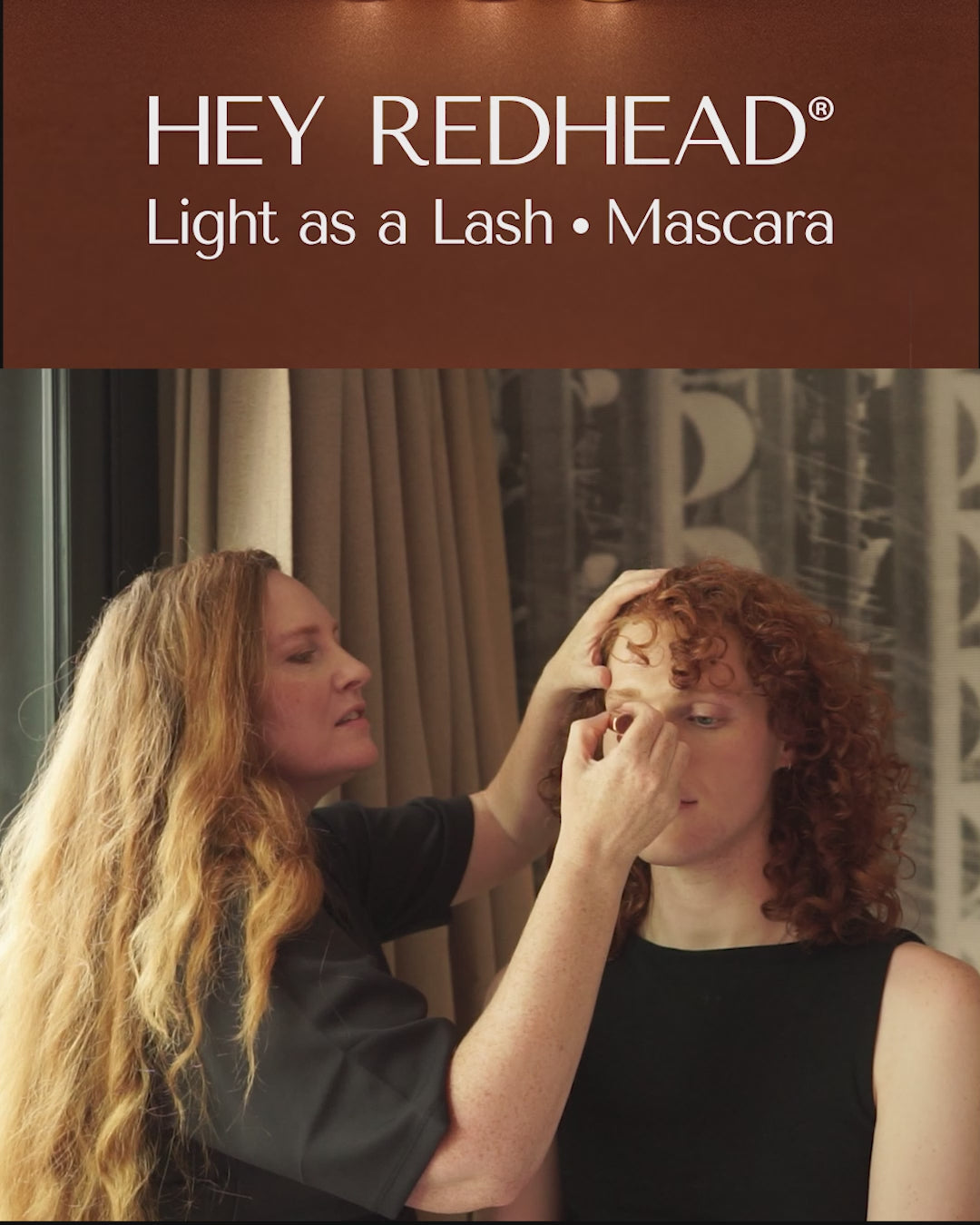 Load video: Eva Reng-Andersen, founder of hey redhead mascaras creates a mascara match on a redheaded transgender woman with true redhead mascara